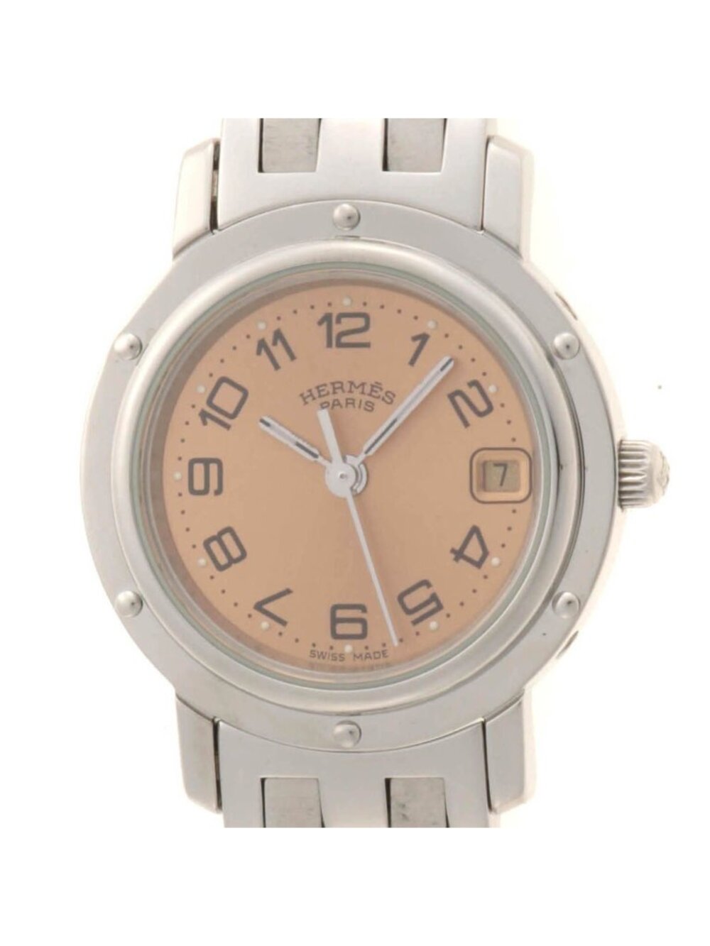Hermes Clipper Watch Stainless Steel Pink Quartz
